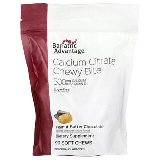 Bariatric Advantage, Chewy Bite, цитрат кальция, без сахара, с арахисовым маслом и шоколадом, 90 жевательных таблеток