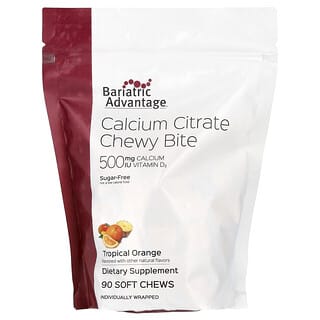 Bariatric Advantage, Calcium Citrate Chewy Bite, Calciumcitrat-Kau-Snack, zuckerfrei, Tropische Orange, 90 Kau-Snacks