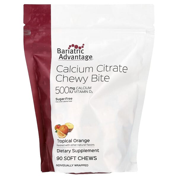 Bariatric Advantage Calcium Citrate Chewy Bite, Sugar Free, Tropical Orange, 90 Soft Chews