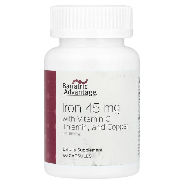 Bariatric Advantage Iron with Vitamin C, Thiamin, and Copper, 60 Capsules