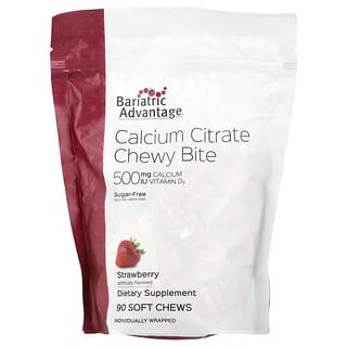 Bariatric Advantage, Chewy Bite с цитратом кальция, без сахара, со вкусом клубники, 90 жевательных таблеток