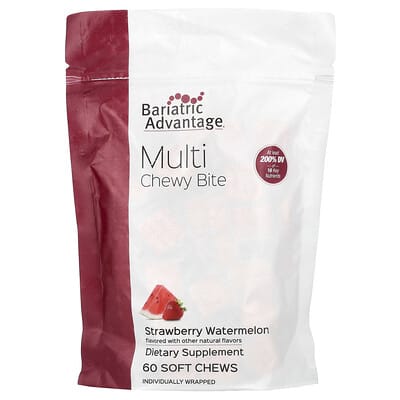 Bariatric Advantage, Multi-nutrient Chewy Snacks, Strawberry and Watermelon Flavor, 60 Soft Chewable Tablets