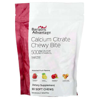 Bariatric Advantage, Calcium Citrate Chewy Bite, Sugar-Free, Assorted Fruit, 90 Soft Chews
