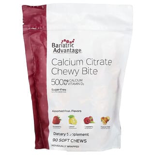 Bariatric Advantage, Calcium Citrate Chewy Bite, Calciumcitrat-Kau-Snack, zuckerfrei, verschiedene Früchte, 90 Kau-Snacks