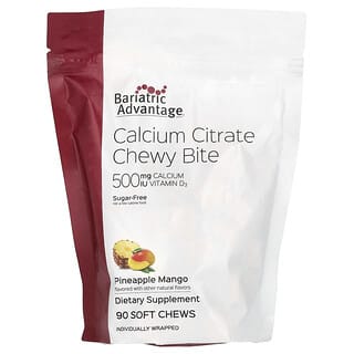 Bariatric Advantage, Calcium Citrate Chewy Bite, Calciumcitrat-Kau-Snack, zuckerfrei, Ananas-Mango, 90 Kau-Snacks