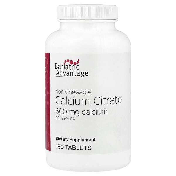 Bariatric Advantage, Non-Chewable Calcium Citrate, 180 Tablets (200 mg per Tablet)