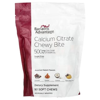Bariatric Advantage, Chewy Bite с цитратом кальция, без сахара, сладкое ассорти, 90 жевательных таблеток