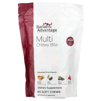 Bariatric Advantage, Assorted Chewy Snacks, Assorted Fruit, 60 Soft Chewable Tablets