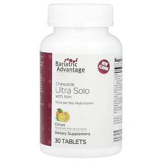 Bariatric Advantage, Жевательные таблетки Ultra Solo с железом, цитрусовые, 30 таблеток