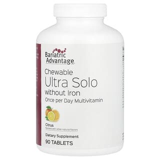 Bariatric Advantage, Жевательные таблетки Ultra Solo без железа, цитрусовые, 90 таблеток