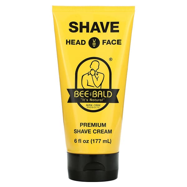 Bee Bald, 쉐이브 헤드 & 페이스, 프리미엄 면도 크림, 177ml(6fl oz)