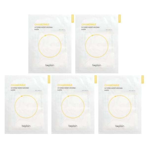 Beplain, 인텐스 모이스처라이징 뷰티 마스크, 카모마일, 5매입, 매당 25ml(0.84fl oz)