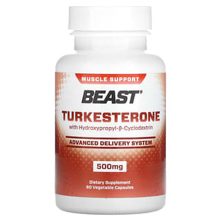 Beast, Turkesterone, With Hydroxypropyl-ß-Cyclodextrin, 500 mg, 60 Vegetable Capsules