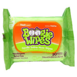 Boogie Wipes, Natural Saline Wipes for Stuffy Noses, Fresh Scent, 30 Wipes