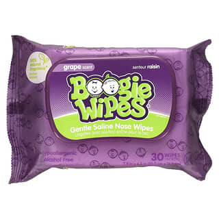 Boogie Wipes, 天然鹽水濕巾，鼻塞適用，濃郁的葡萄香味，30片濕巾