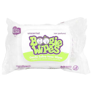 Boogie Wipes, Салфетки для носа с мягким солевым покрытием, без запаха, 30 салфеток