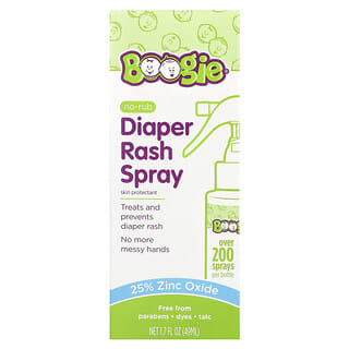 Boogie Wipes, No-Rub Diaper Rash Spray Fragrance-Free, 1.7 fl oz (49 ml)