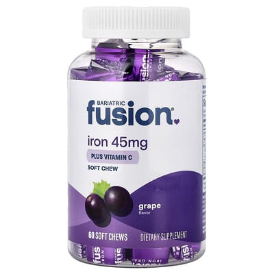 Bariatric Fusion, Iron + Vitamin C, Soft Chewable Tablets, Grape Flavor, 60 Tablets