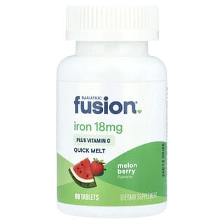 Bariatric Fusion, De fusión rápida, Hierro más vitamina C, Melón y bayas, 18 mg, 90 comprimidos