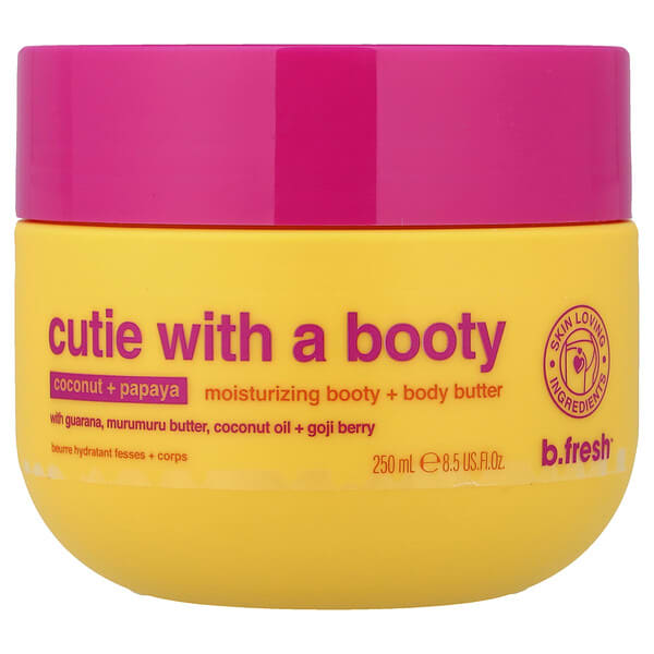 b.fresh, Cutie With A Boostie, 모이스처라이징 부티 + 바디 버터, 코코넛 + 파파야, 250ml(8.5fl oz)