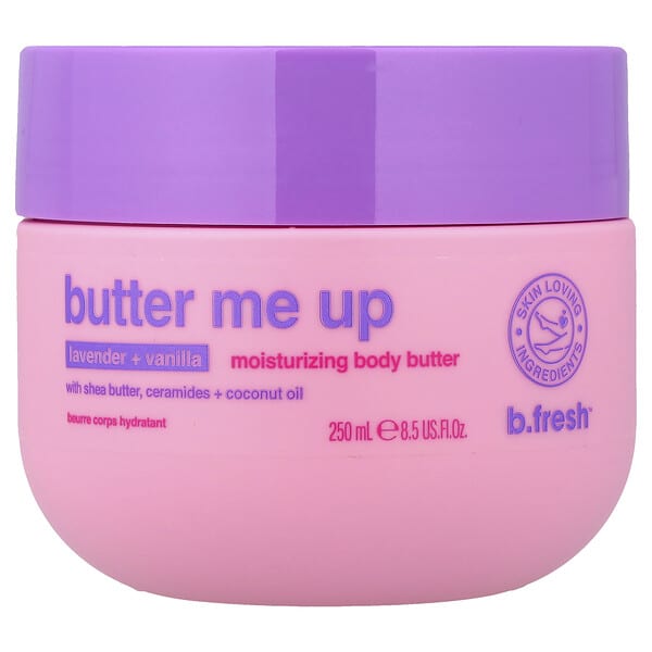 b.fresh, 버터 미 업, 모이스처라이징 바디 버터, 라벤더 + 바닐라, 250ml(8.5fl oz)