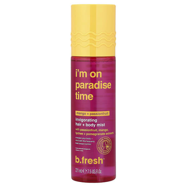 b.fresh, I'm on Paradise Time, Invigorating Hair + Body Mist, Mango + Passionfruit, 7.5 fl oz (221 m