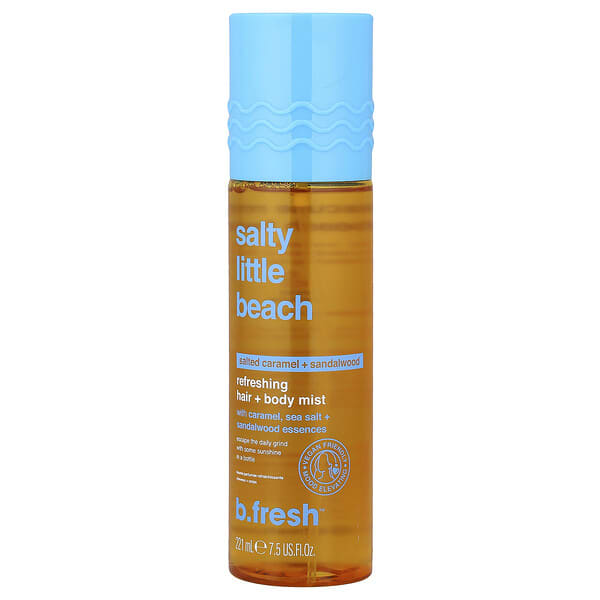 b.fresh, 솔티 리틀 비치, 리프레싱 헤어 + 바디 미스트, 솔티드 캐러멜 + 샌들우드, 221ml(7.5fl oz)