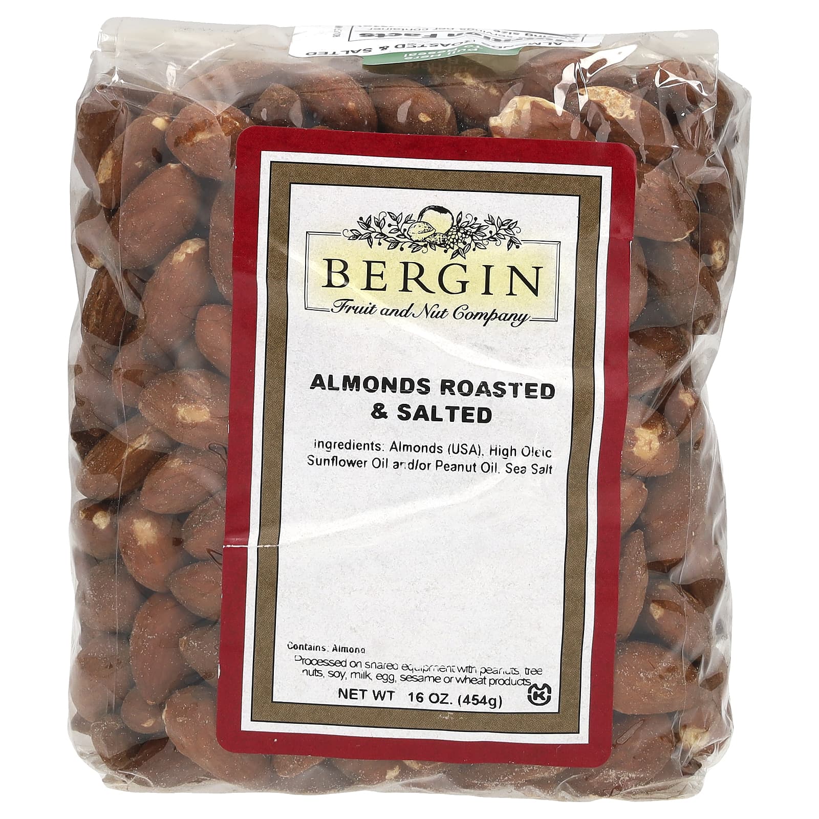 Bergin Fruit and Nut Company, Almonds Roasted & Salted, 16 oz (454 g)