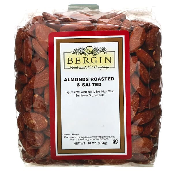 Bergin Fruit and Nut Company, Almendras tostadas y saladas, 454 g (16 oz)