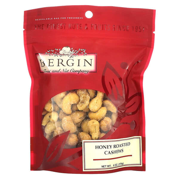 Bergin Fruit and Nut Company, ハニーローストカシュー、170g（6オンス）