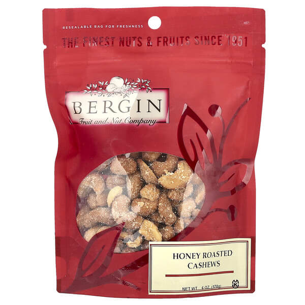 Bergin Fruit and Nut Company, Mézben sült kesudió, 6 uncia (170 g)