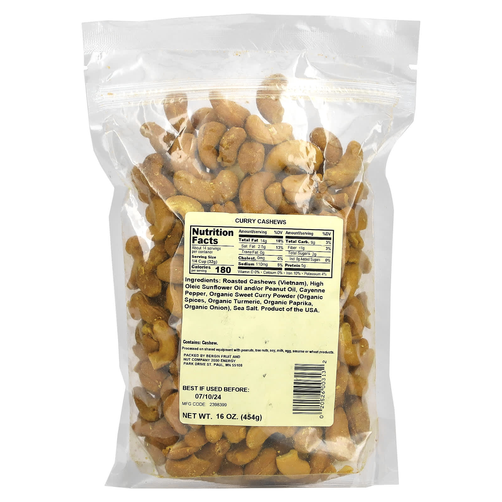 Bergin Fruit and Nut Company, 커리 캐슈, 454g(16oz)