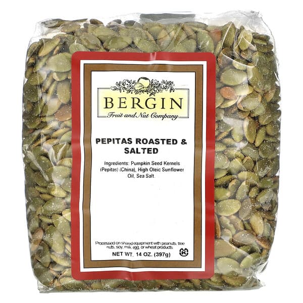 Bergin Fruit and Nut Company‏, بذور اليقطين محمصة ومملحة، 14 أونصة (397 جم)
