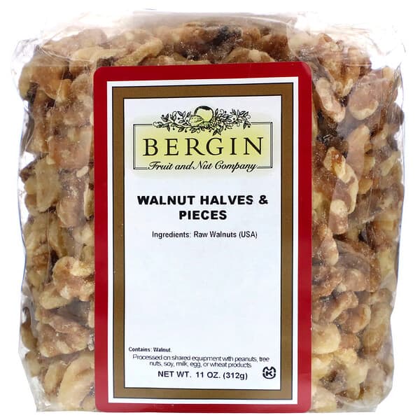 Bergin Fruit and Nut Company, Walnut Halves and Pieces, Walnüsse, Hälften und Stücke, 312 g (11 oz.)