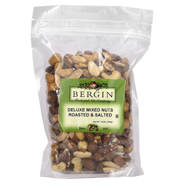 Bergin Fruit and Nut Company, Deluxe Mixed Nuts, Roasted & Salted, 16