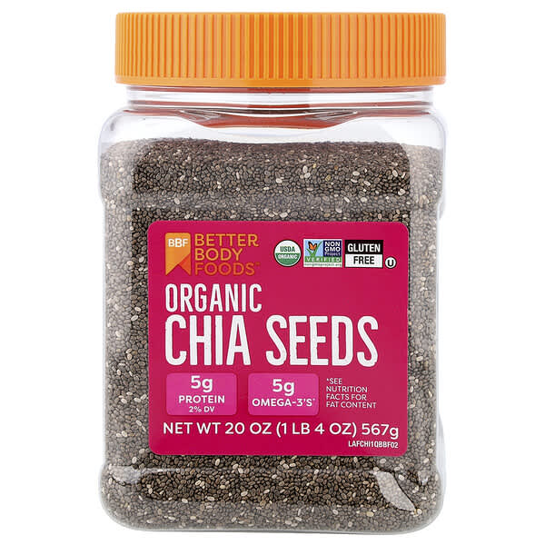 BetterBody Foods‏, بذور الشيا العضوية ، 20 أونصة (567 جم)