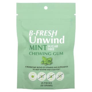 B-Fresh, Chewing-gum, Sans sucre, Menthe, 25 pièces (50 g)