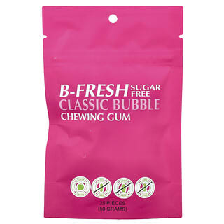 B-Fresh, Chicles de burbujas clásicos, Sin azúcar, 25 piezas (50 g)