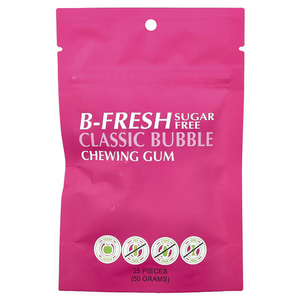 B-Fresh, 經典口香糖，無糖，25 片（50 克）