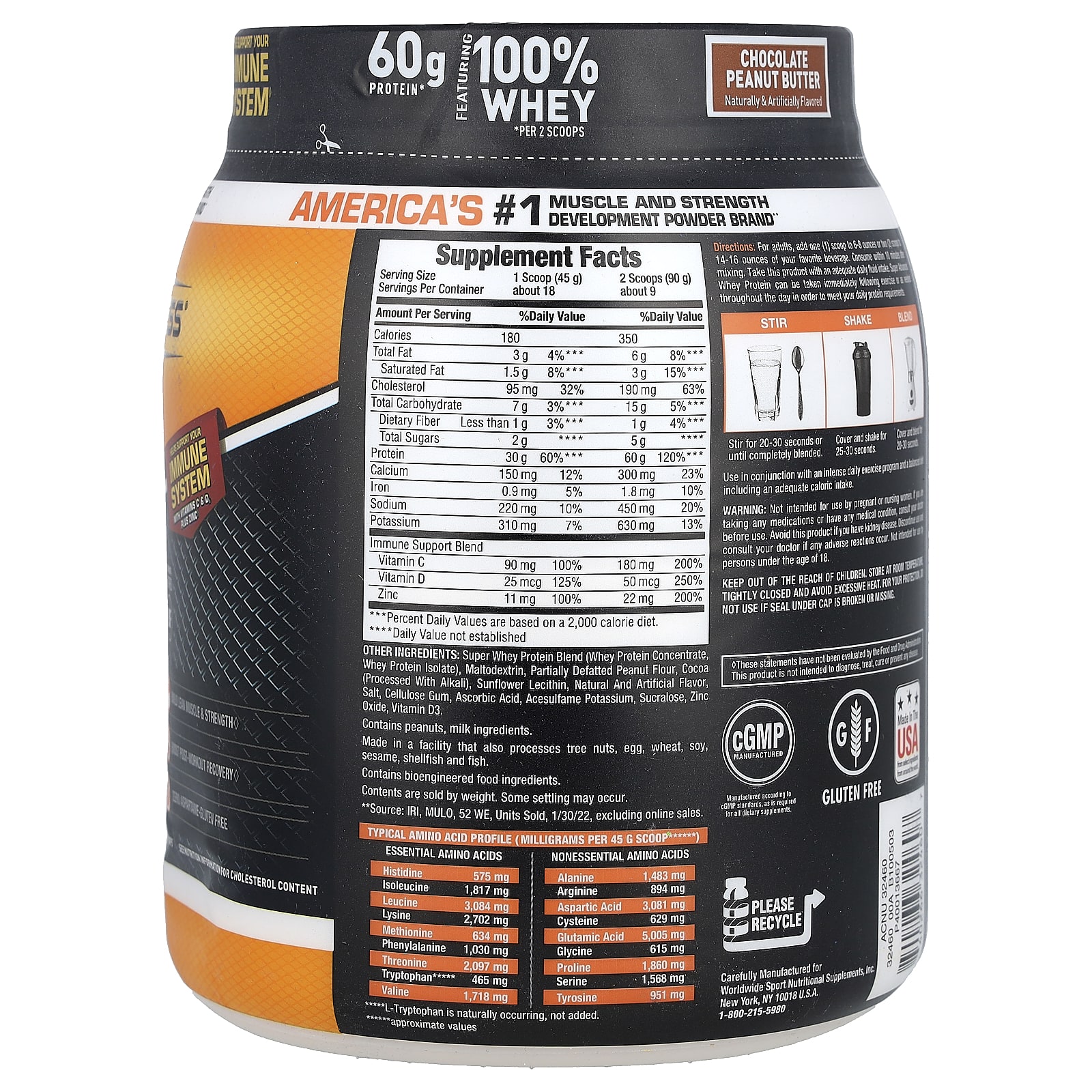 Body Fortress, Super Advanced Whey Protein, Chocolate Peanut Butter, 1. ...