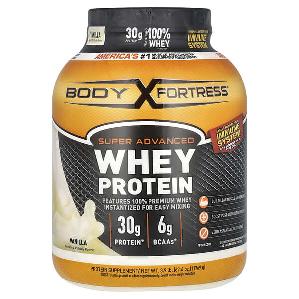Body Fortress, 슈퍼 어드밴스드 유청 단백질, 바닐라, 1,769g(3.9lb)