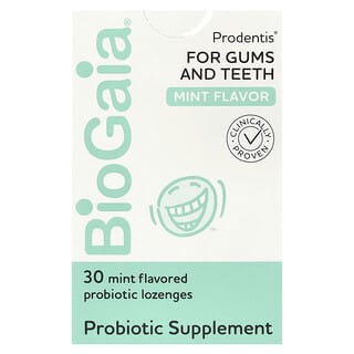 BioGaia, Prodentis pour les dents et les gencives, Menthe, 30 pastilles probiotiques