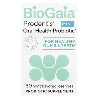 BioGaia, Prodentis®, Probiotique pour la santé bucco-dentaire, Pour des gencives et des dents saines, Menthe, 30 pastilles probiotiques