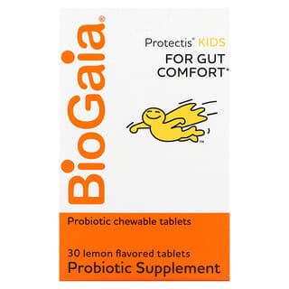 BioGaia, Protectis Kids, Probiotic Supplement, Ergänzungsmittel mit Probiotika, Zitrone, 30 Tabletten
