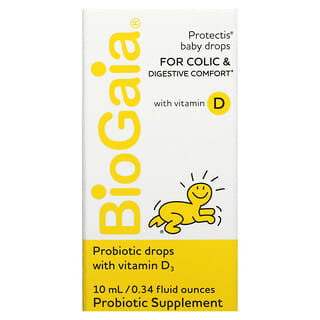 BioGaia‏, Protectis, טיפות לתינוקות, לטיפול בקוליק ועבור נוחות מערכת העיכול, עם ויטמין D, ‏10 מ"ל (0.34 אונקיות נוזל)