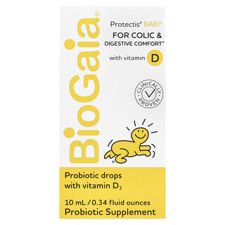 BioGaia, Protectis, пробиотик в каплях для детей, с витамином D3, 10 мл (0,34 жидк. унции)