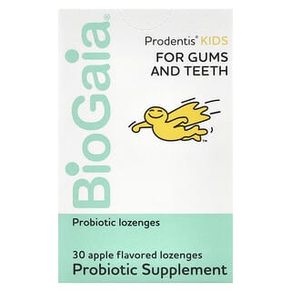 BioGaia, Prodentis Kids, per gengive e denti, pastiglie probiotiche, mela, 30 pastiglie