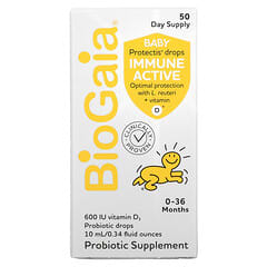 BioGaia, Baby Protectis капли, для иммунитета, 0–36 месяцев, 600 МЕ, 10 мл (0,34 жидк. Унции)