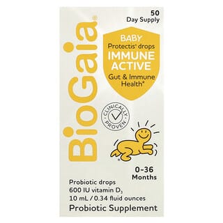 BioGaia, Baby Protectis, Gouttes immunitaires actives, 0-36 mois, 600 UI, 10 ml