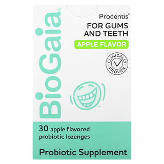 BioGaia, Pastilles Prodentis, Pour les gencives et les dents, Pomme, 30 pastilles probiotiques